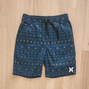 NWOT Hurley Boys Board Shorts Swim Trunks Size M 10-12 Blue Logo Surf Beachwear